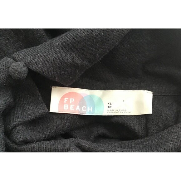 FP Beach Mini Dress Size XS Isn't She Lovely Linen Blend Charcoal Black Pockets - Picture 6 of 8